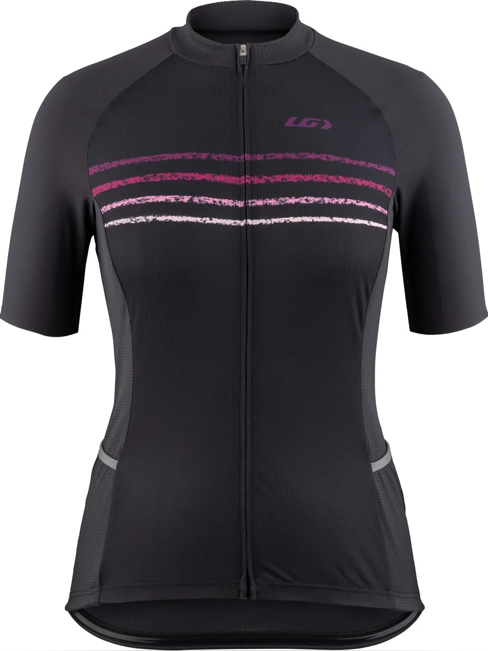 NWT! Women's Black Cycling Top with Pink Stripes Louis Garneau Buck Jersey Sz M